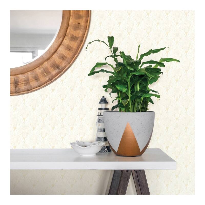 Chesapeake Santiago Yellow Scalloped Wallpaper - 20.5 x 396 x 0.025