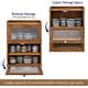preview thumbnail 2 of 2, Rustic Wooden 2-Tier Countertop Storage Cabinet with Wavy Glass Doors, Cupboard Organizer with Removable Bamboo Tea Tray - S