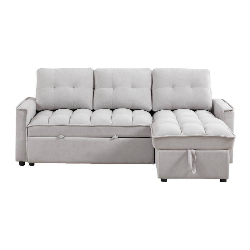 78.75" Chenille L-Shaped Reclining Sofa Bed with USB-C Charging, Storage and Arm Organizer