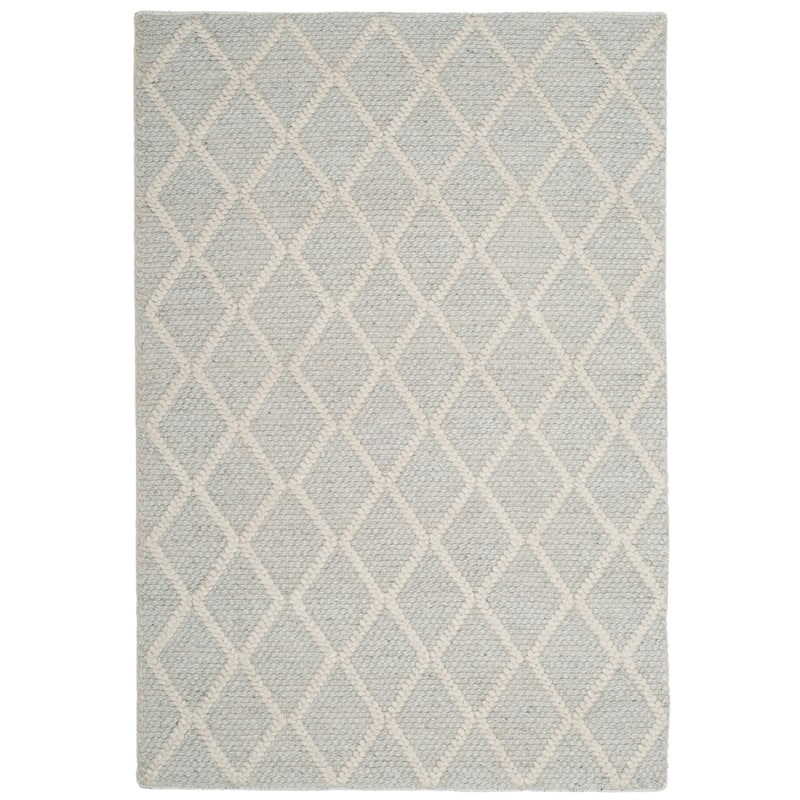 SAFAVIEH Handmade Natura Metje Wool/ Viscose Trellis Rug - 3' x 5' - Silver/Ivory