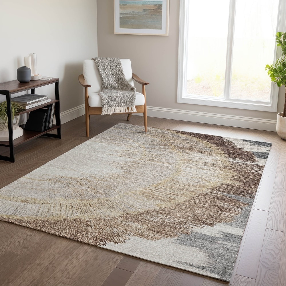 Machine Washable Indoor/ Outdoor Chantille Modern Burst Rug