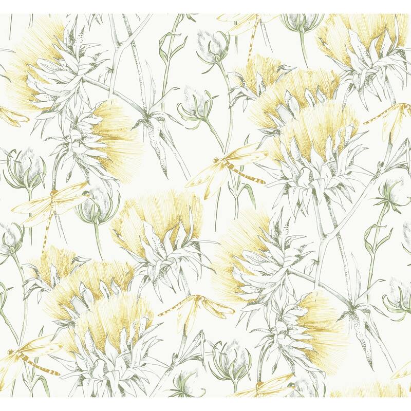 A-Street Prints Mariell Gold Dragonfly Wallpaper