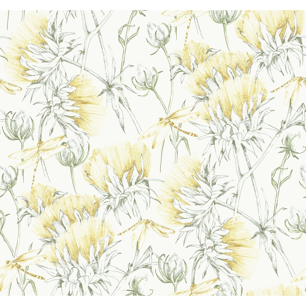 A-Street Prints Mariell Gold Dragonfly Wallpaper