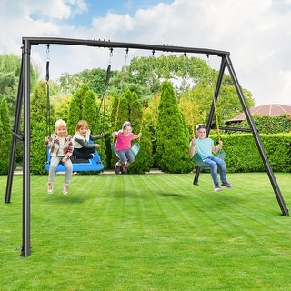 Hapfan 600lbs Heavy Duty Swing Set with 1 Platform Swing, 2 Belt Swings,A Frame Metal Swing Outdoor