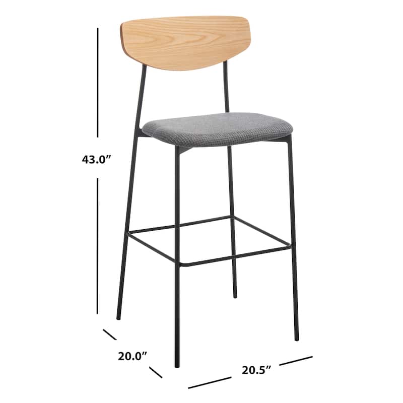 SAFAVIEH Whitney Bar Stool - 20.5" W x 20" L x 43" H - 21Wx20Dx43H