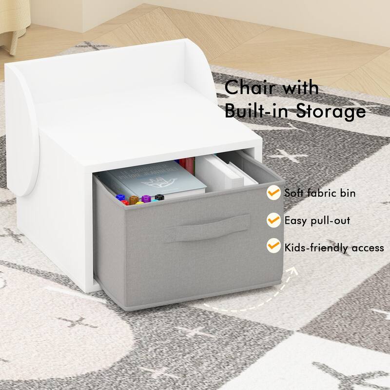 Kids Table and 2 Chair Set with Storage Bins, 3-Piece Toddler Activity Play Table for Arts & Crafts, Reading, Drawing