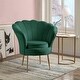 preview thumbnail 22 of 21, Angelina Velvet Scalloped Back Barrel Accent Chair w/ Metal Legs Green