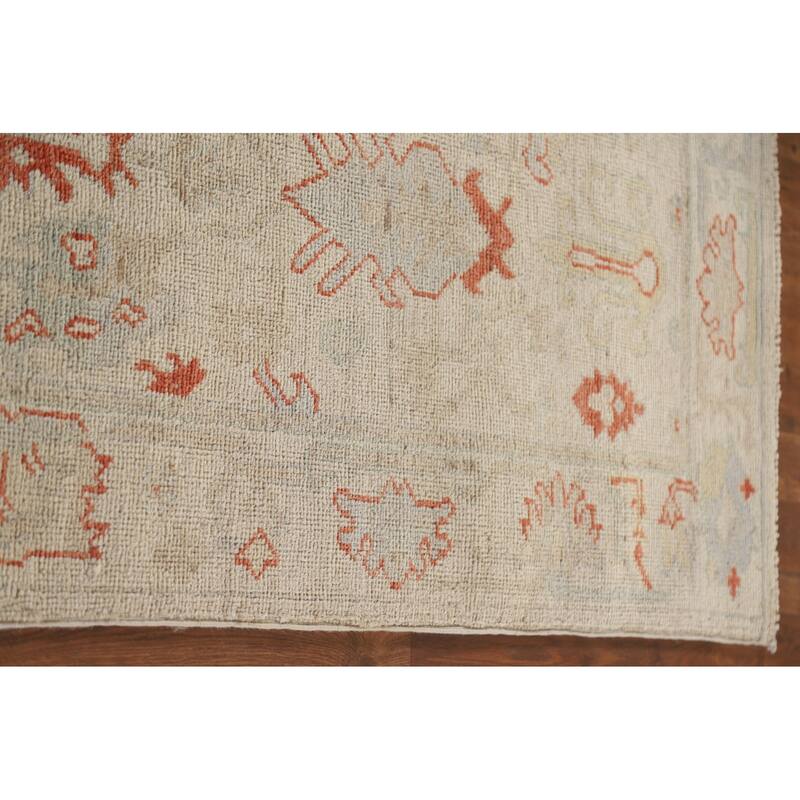 Hand Knotted Oriental 100% Wool Carpet Transitional All-Over Beige & Ivories Oushak Runner Rug - 17' 7'' X 2' 6''