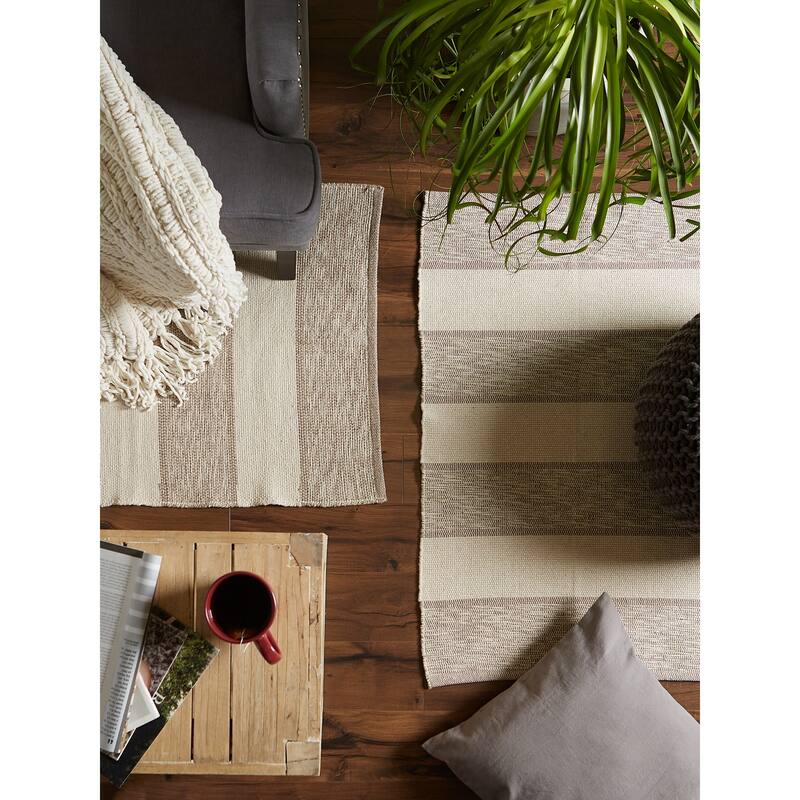 DII French Blue Variegated Plaid Recycled Yarn Rug (Set of 2) - Big