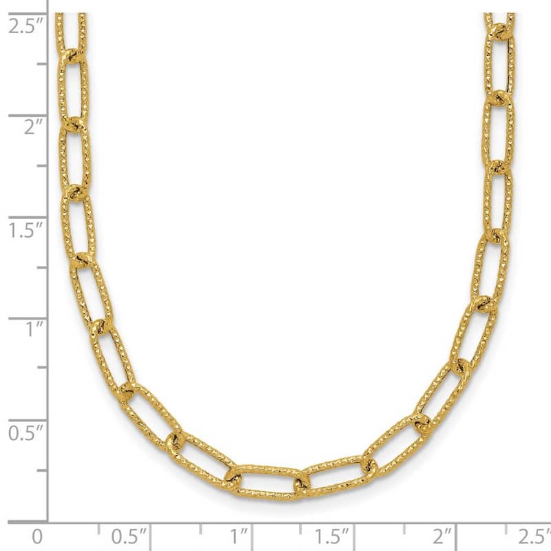 Curata 14k Yellow Gold 18" Textured Paperclip Statement Necklace