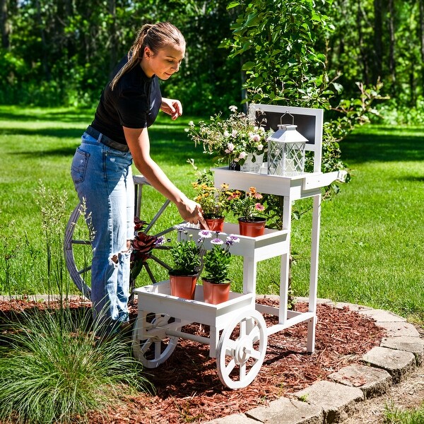 3-Tiered Wheeled Planter with Chalkboard - White - Bed Bath