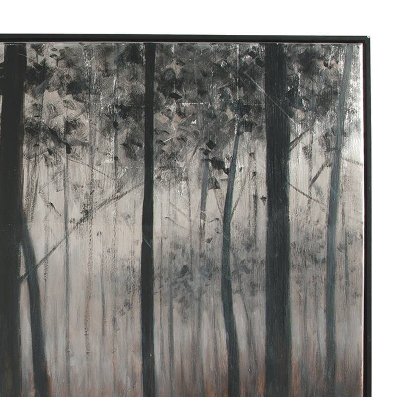 Wood and Canvas Forest Wall Art, Black, Orange and Silver