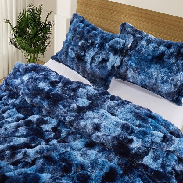 Dual-Side Fluffy Soft Comforter Set, Winter Plush Fuzzy Bedding