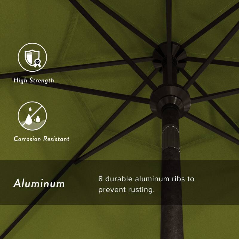 California Umbrella 9' Rd. Aluminum Patio Umbrella, Crank Lift with Push Button Tilt, Bronze Finish, Pacifica Fabric