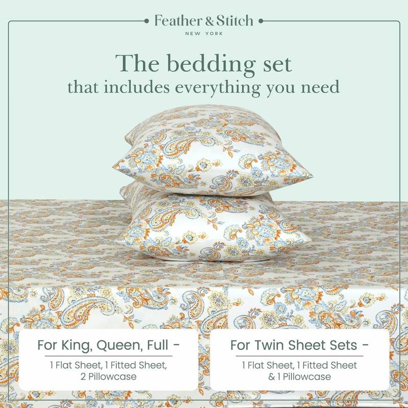 300 Thread Count Cotton Sateen Weave Printed Sheet Set