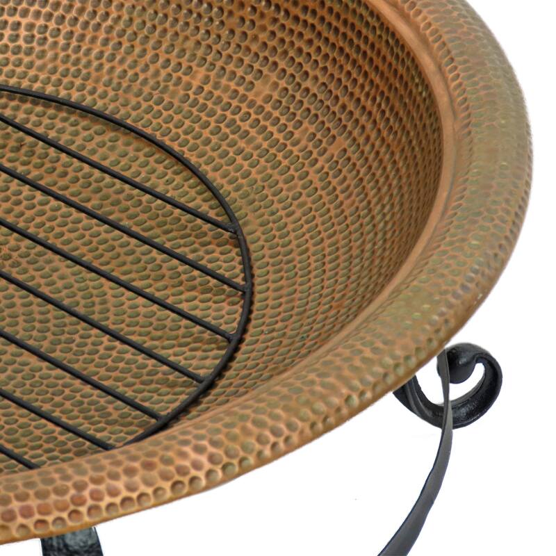 32" Copper Fire Pit with Stand and Tray Cover by National Tree Company