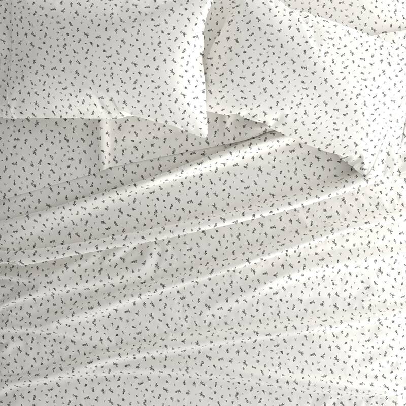 Becky Cameron Spotted Leaves Pattern 4 Piece Deep Pocket Bed Sheets Set