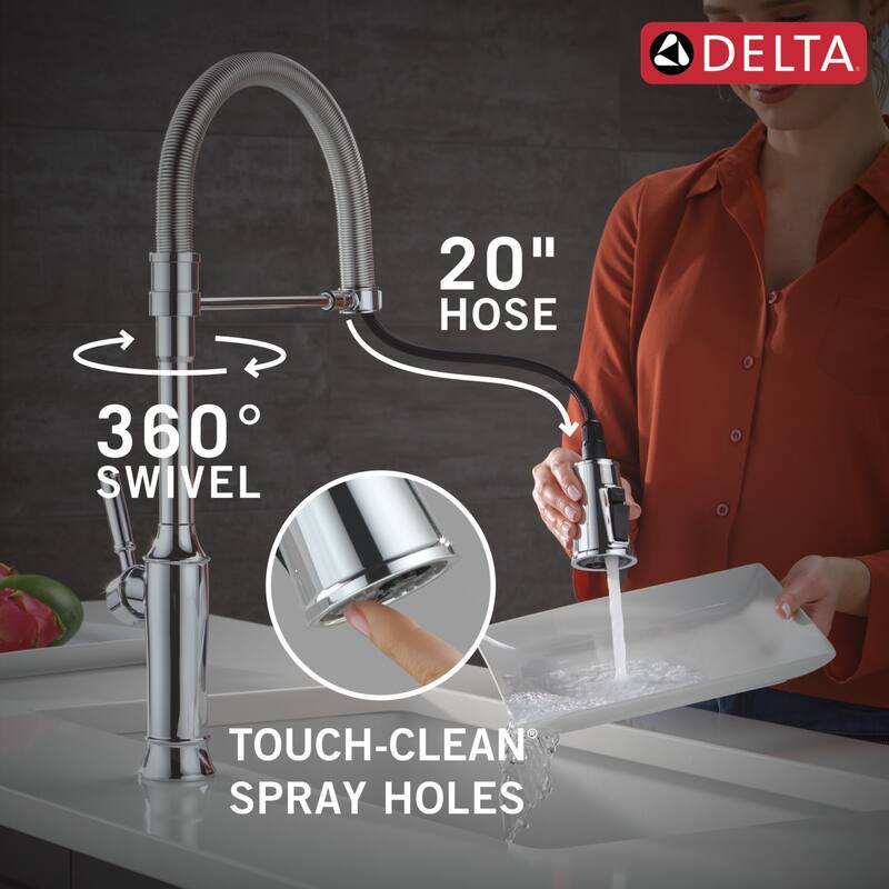 Delta 9684-DST Renaldi 1.8 GPM Single Hole Pre-Rinse Kitchen Faucet