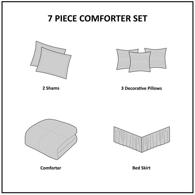 Madison Park Crawford Grey Jacquard 7-piece Comforter Set