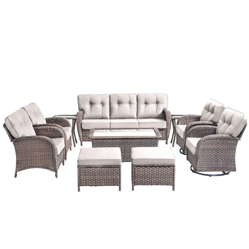 10 Pieces Pocassy Sofa Chairs Ottoman with Swivel Chairs