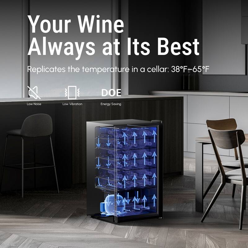Yeego 34 Bottle Wine/Beverage Refrigerator, 3.36 Cu.Ft, Freestanding