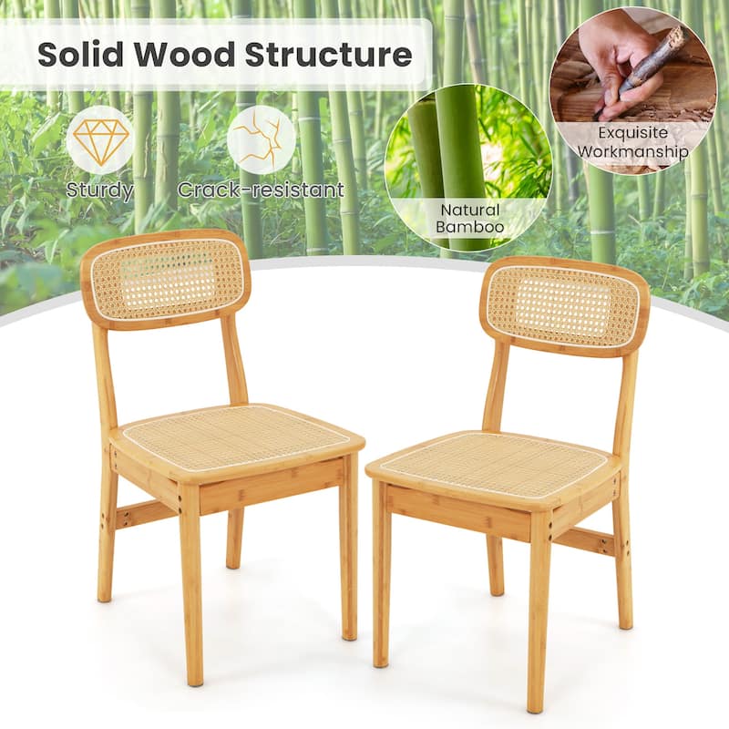 Gymax Rattan Dining Chairs Set of 2 Kitchen Dining Chairs w/ Simulated