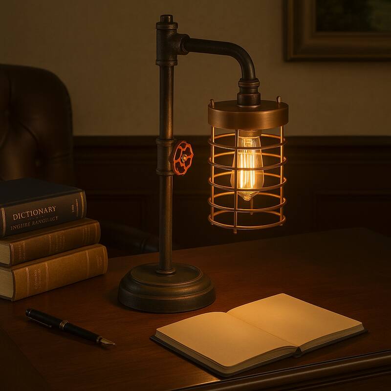 Industrial Metal Pipe Table Lamp - 18.0"