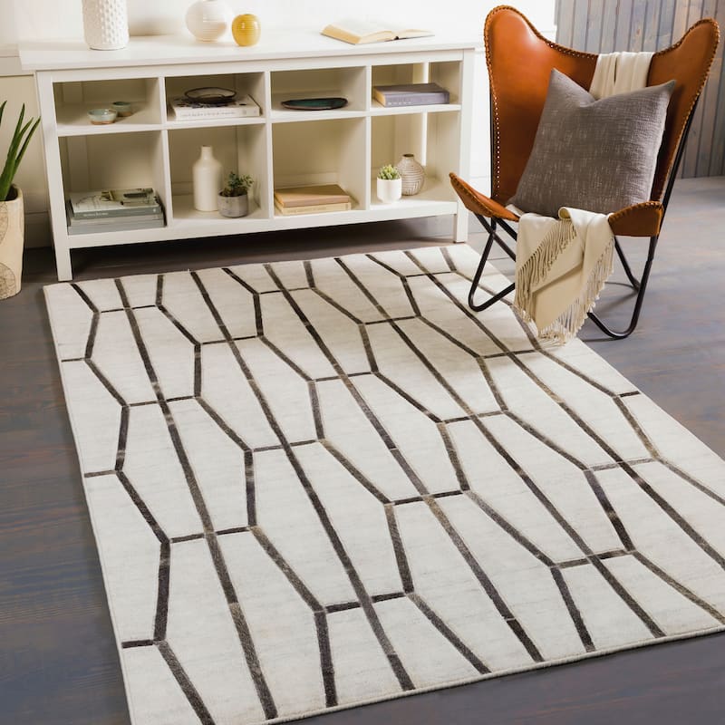 Shamita Handmade Modern Farmhouse Hair-on-hide Area Rug - 8' 10" x 12' - Grey/Black