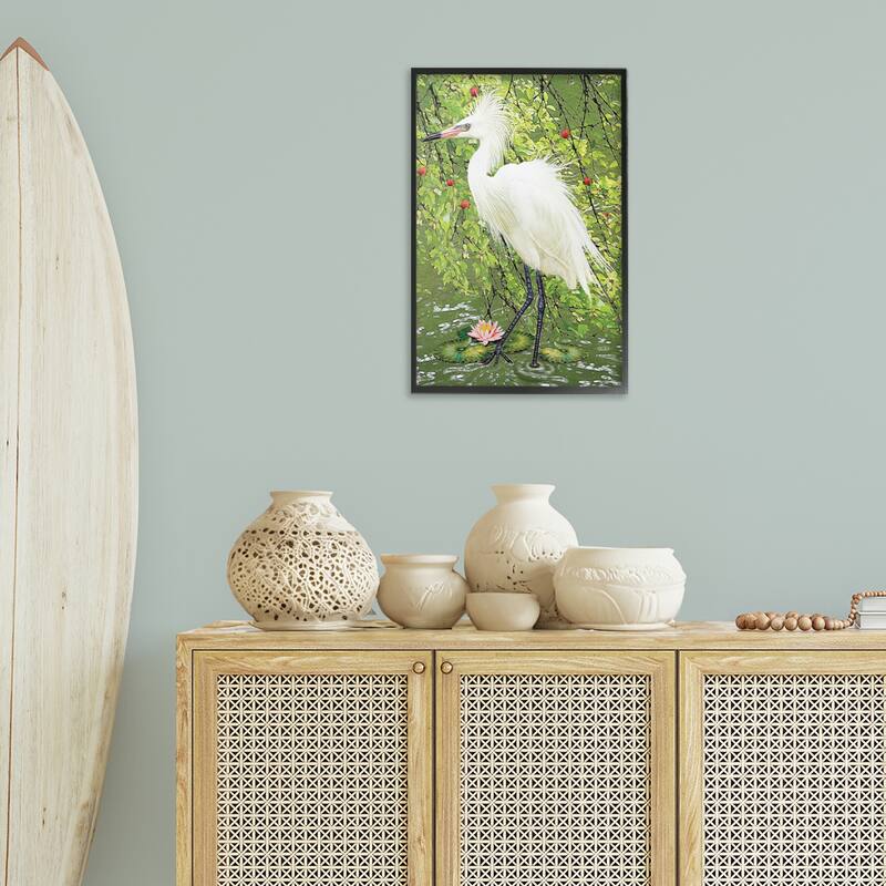 Stupell Sophisticated Heron in Pond Shore Framed Giclee Art Design By Rosiland Solomon