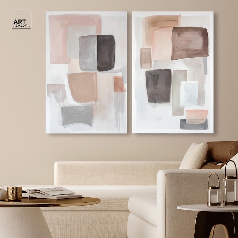 Soft Shapes Set Canvas Set of 2 by Art Remedy, Gallery Wrapped