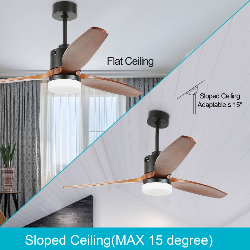 CurveCurio 52 inches Farmhouse Wood Ceiling Fan with 3 Light Tone and 3 Fan Speed, LED Kit and Remote Control Included