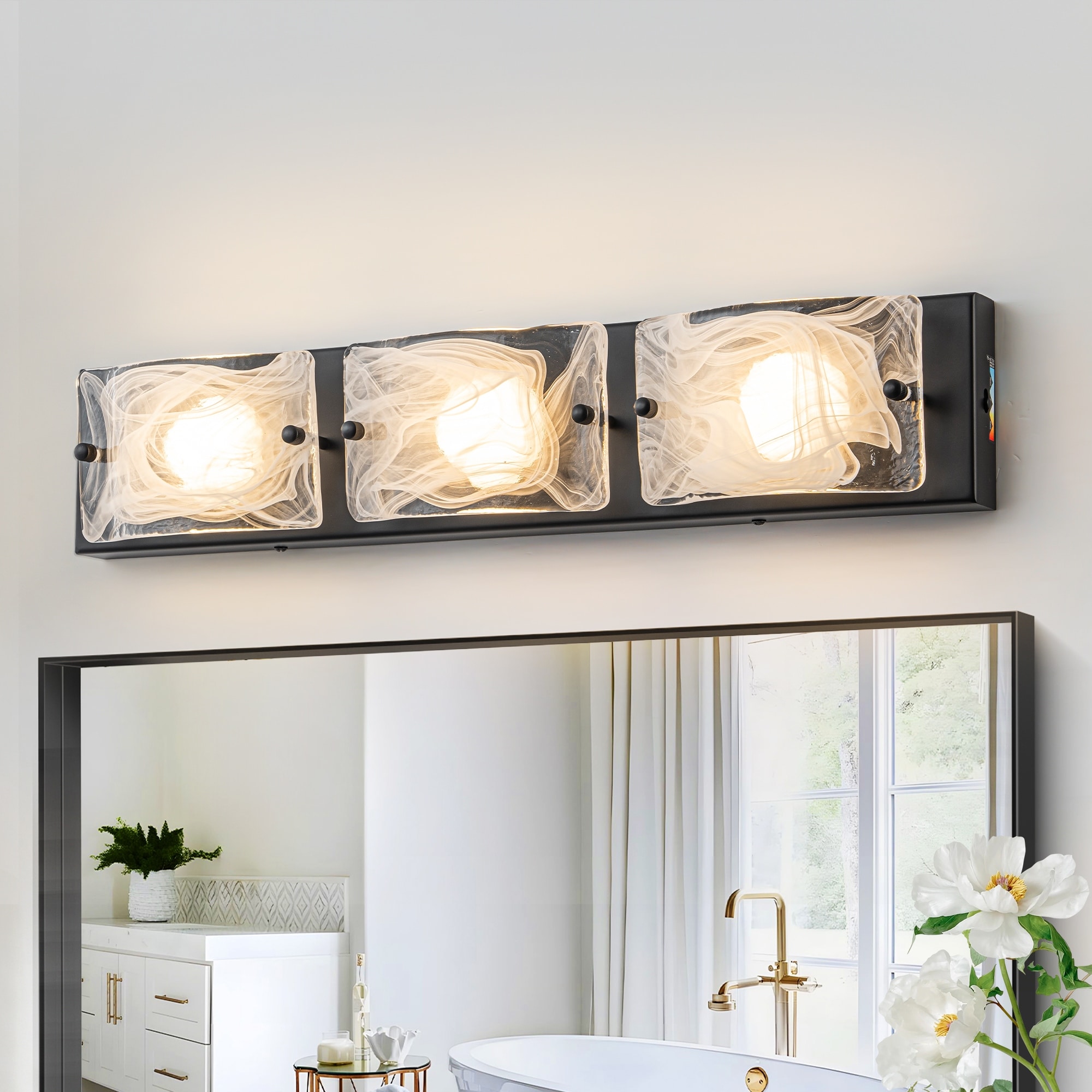 3/4-Light Modern Cloud Glass Wall Light Integrated LED Bathroom Vanity Light