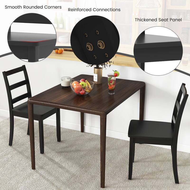 Set of 2 Wood Dining Chairs with Solid Rubber Wood Legs - 16" x 16" x 33.5"