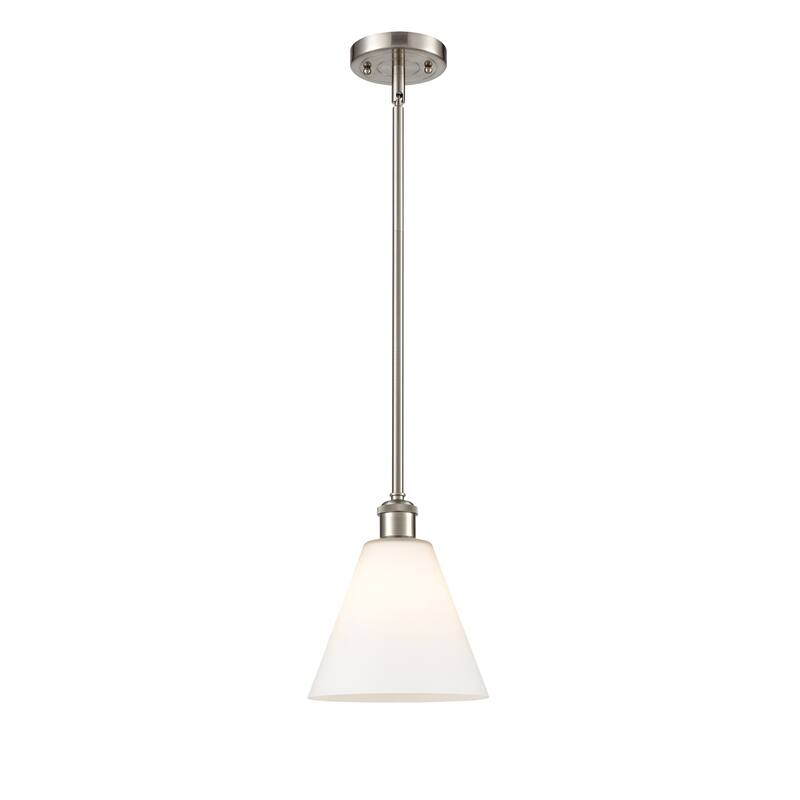 Innovations Lighting Berkshire 1 Light 8" Mini Pendant - Matte White/Brushed Satin Nickel