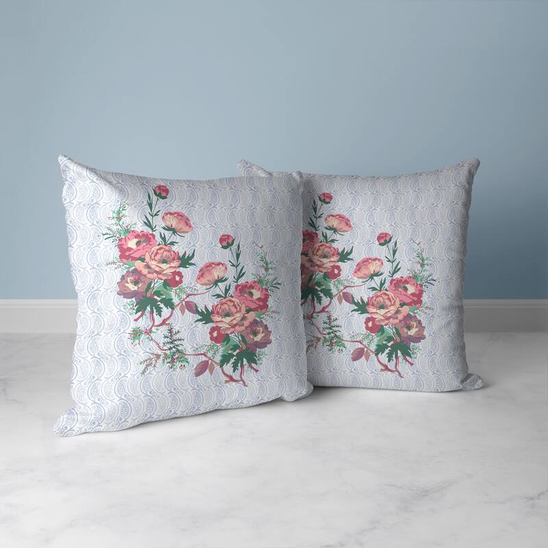 Rosemary Rosebuds Faux Suede Reversible Throw Pillow Pink and Green
