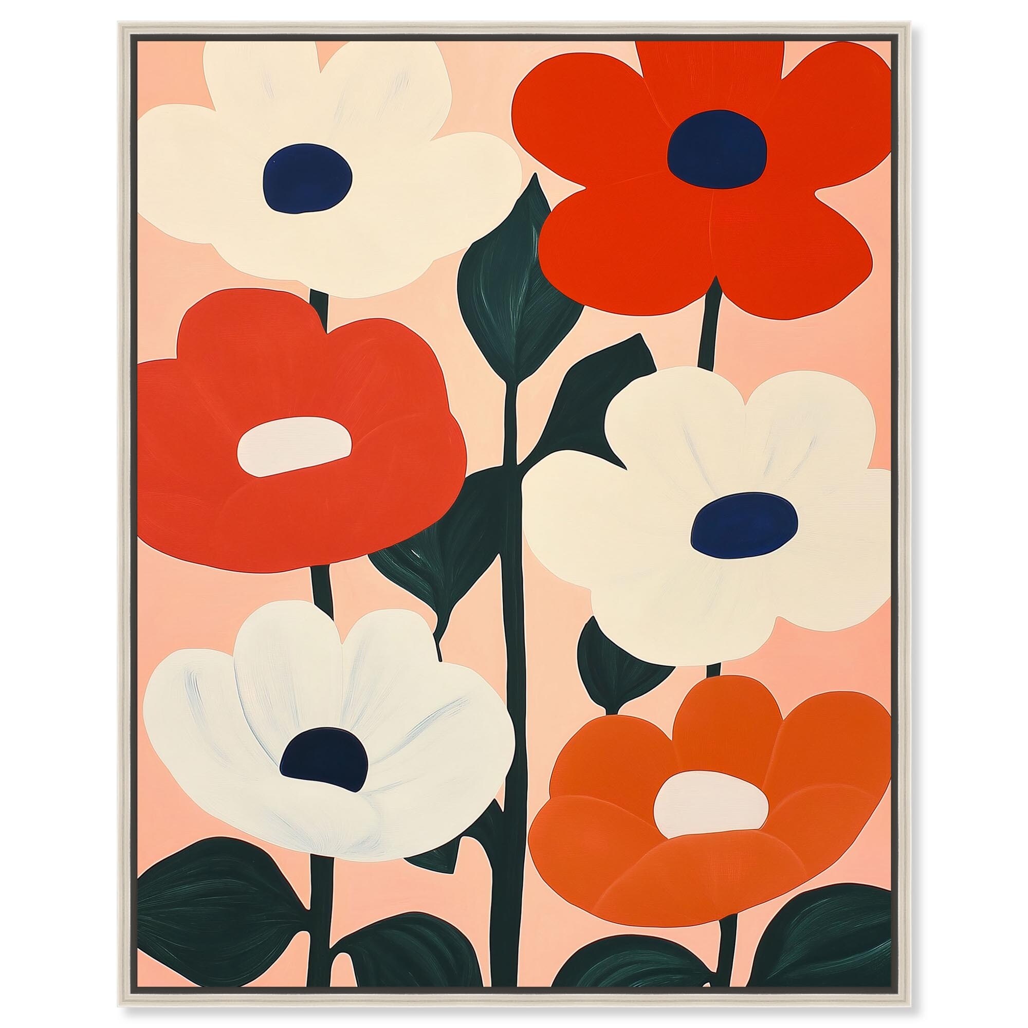 Color Pop Flowers Flower Art Decor Framed Canvas Print by Art Remedy