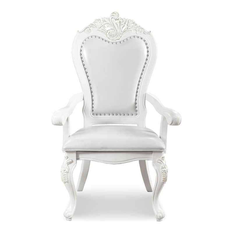 Furniture of America Eugene Traditional Solid Wood Dining Arm Chairs with Nailhead Trim and Cabriole Legs (Set of 2)