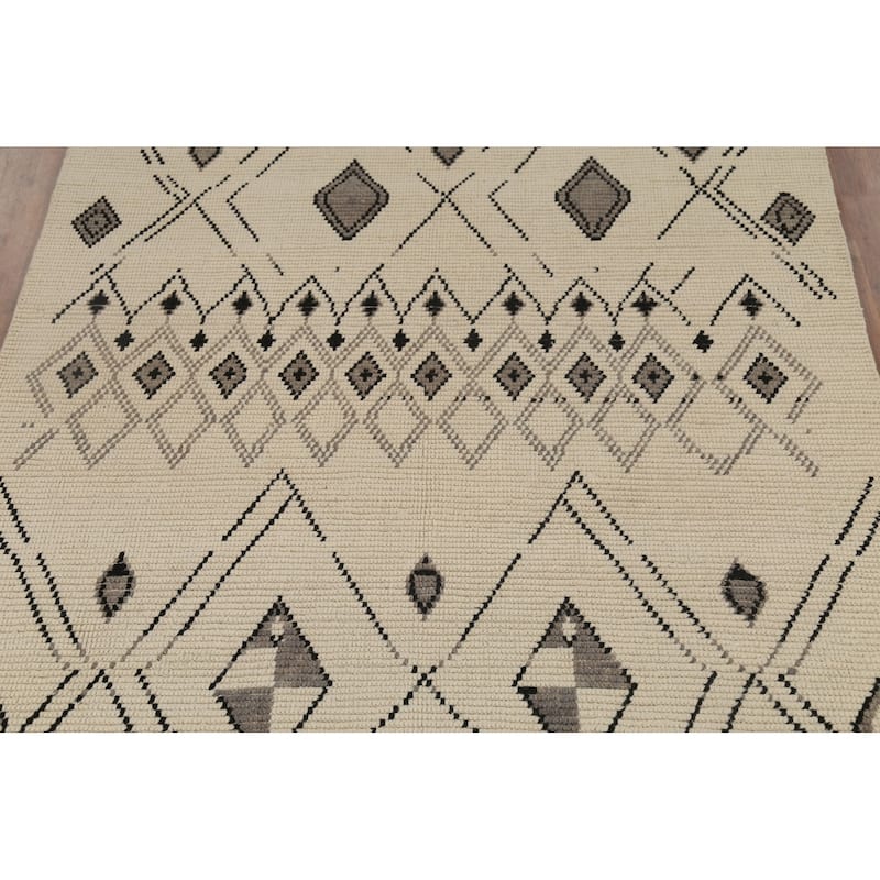 Geometric Moroccan Rug Hand-Knotted Bedroom Wool Carpet - 6'0"x 9'9"