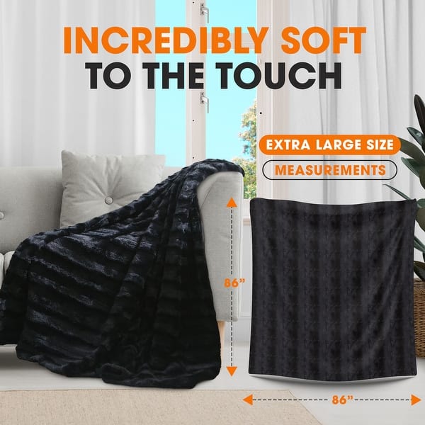dimension image slide 14 of 31, Cheer Collection Faux Fur/ Microplush Reversible Throw Blanket