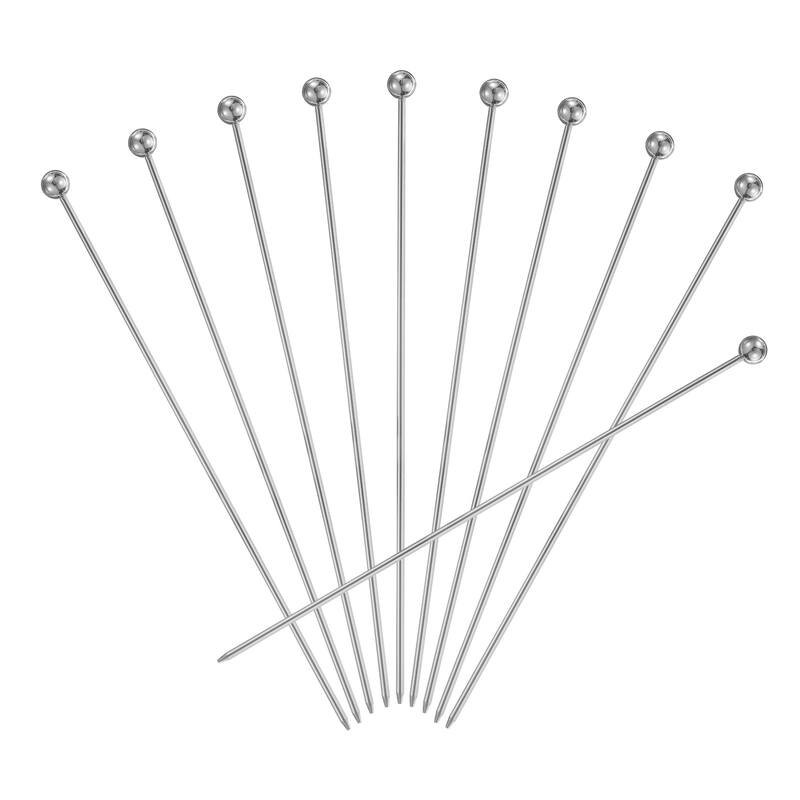 Stainless Steel Cocktail Toothpicks 7.9 Inch Ball - Silver - 7.9 Inch