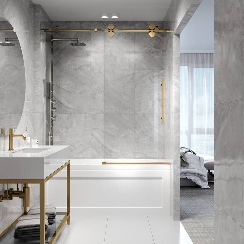 VIGO Elan 56" to 60" W x 66" H Frameless Sliding Tub Door