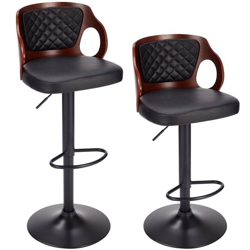Swivel Bar Stools Set Kitchen Island Counter Height Bar Chairs Faux Leather Upholstered Armless Counter Stools