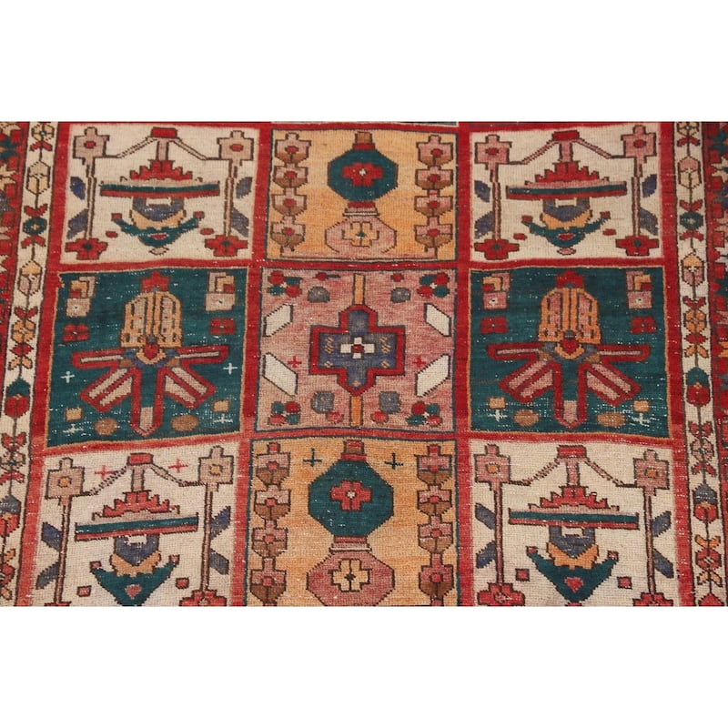Distressed Bakhtiari Persian Vintage Rug Handmade Wool Carpet - 4'8" x 6'5"
