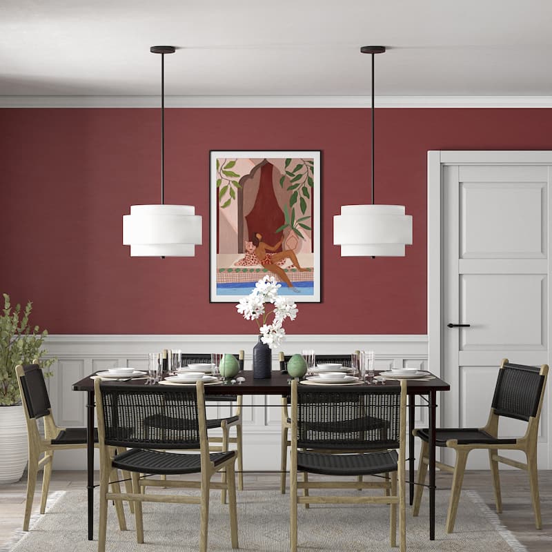 Solomon 16" Wide 2-Light Pendant with Tiered Fabric Shade - 16" Wide