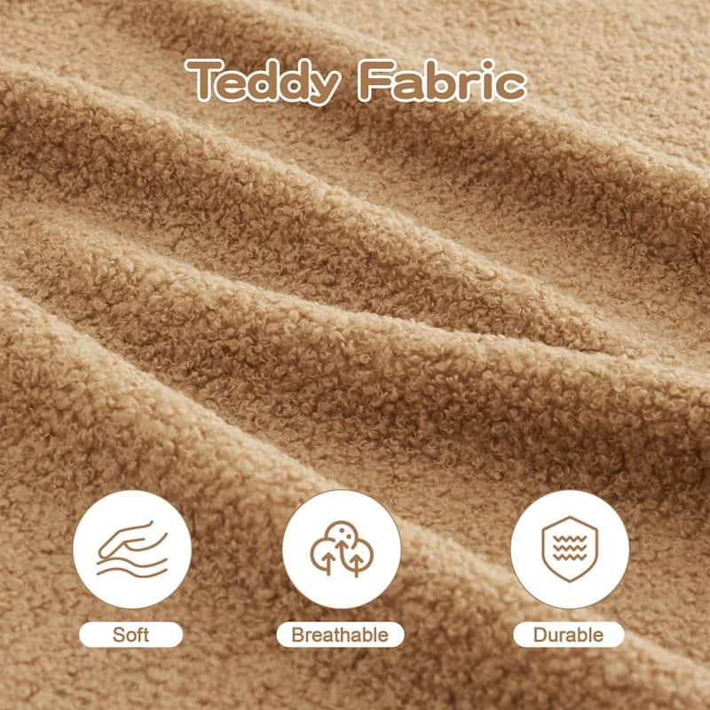 115.3" U-shaped Soft Teddy Fabric Boneless Sectional Sofa for Relaxed