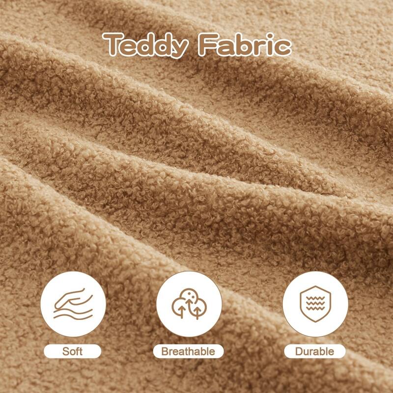 148" Premium Teddy Fabric U-shaped Modular Curved Armrests Boneless Sofa Set