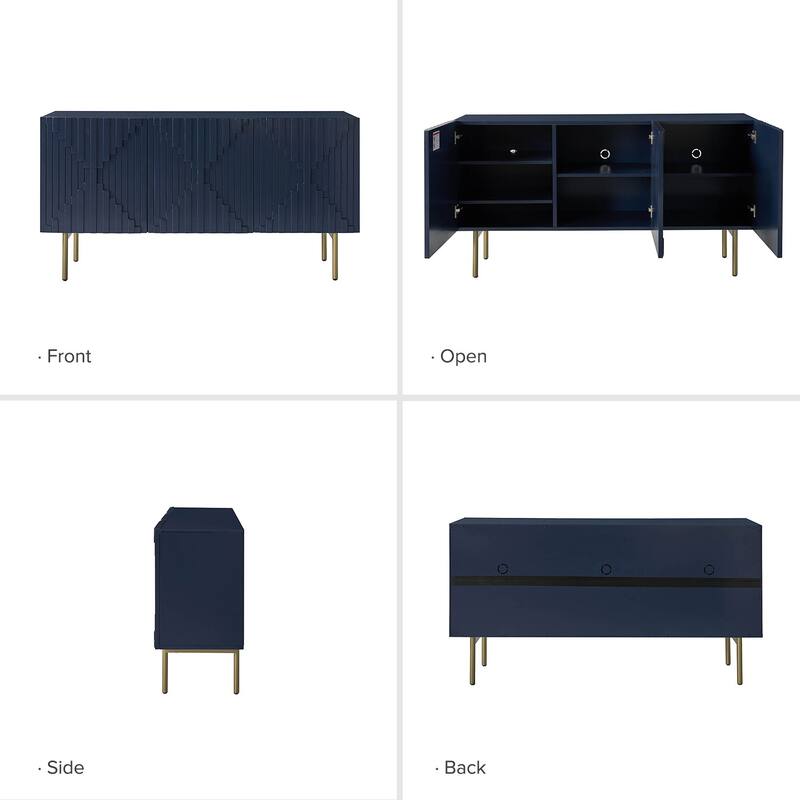 Reginald Modern 58" Wide Sideboard with Cable Management & Adjustable Feet by HULALA HOME