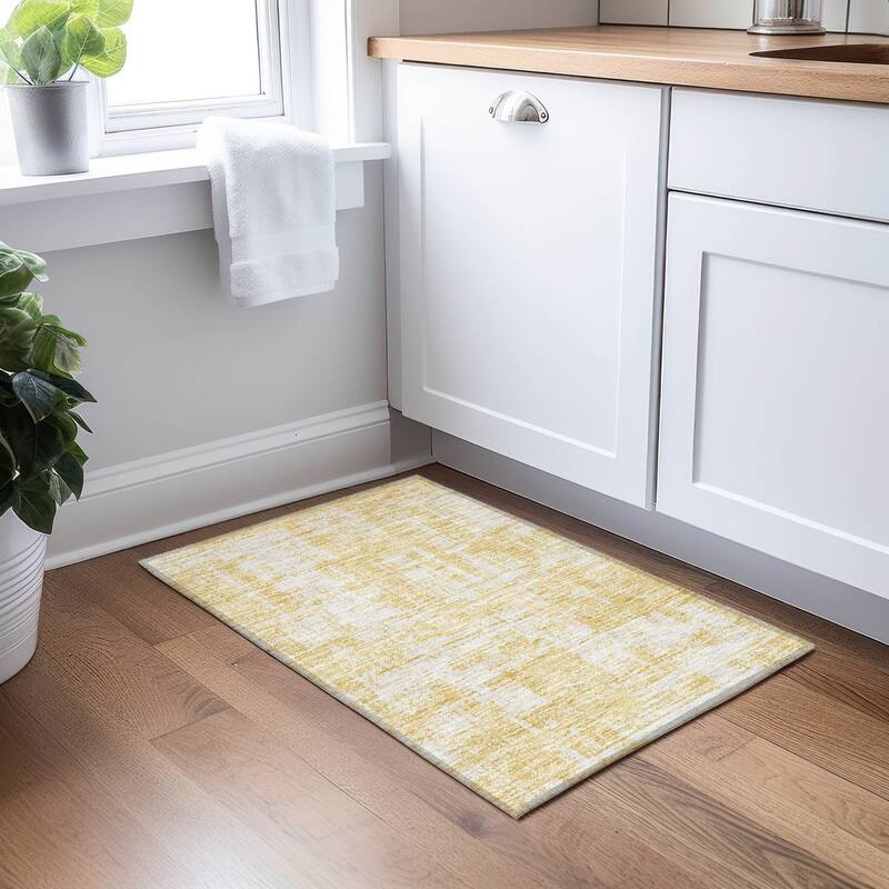 Machine Washable Indoor/ Outdoor Chantille Abstract Solid Rug