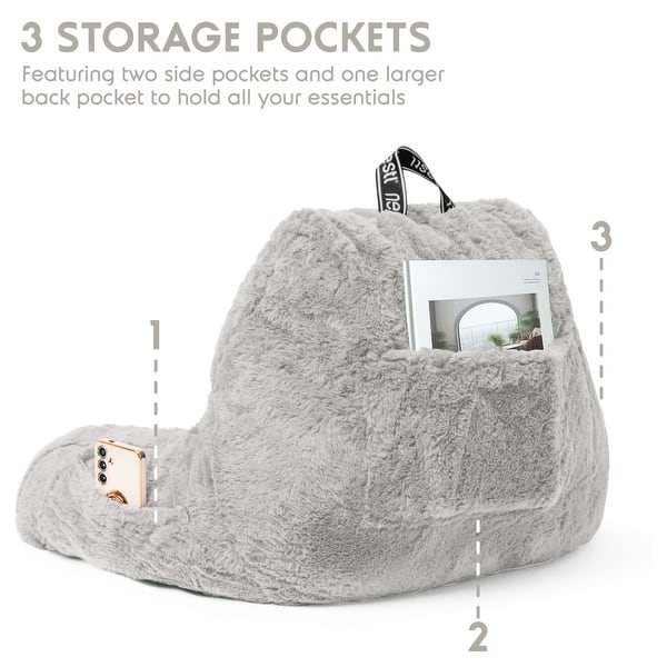 dimension image slide 17 of 25, Empyrean Furs Reading Pillows for Sitting in Bed Adult & Kids, Sit Up Back Support Pillow for Bed Rest