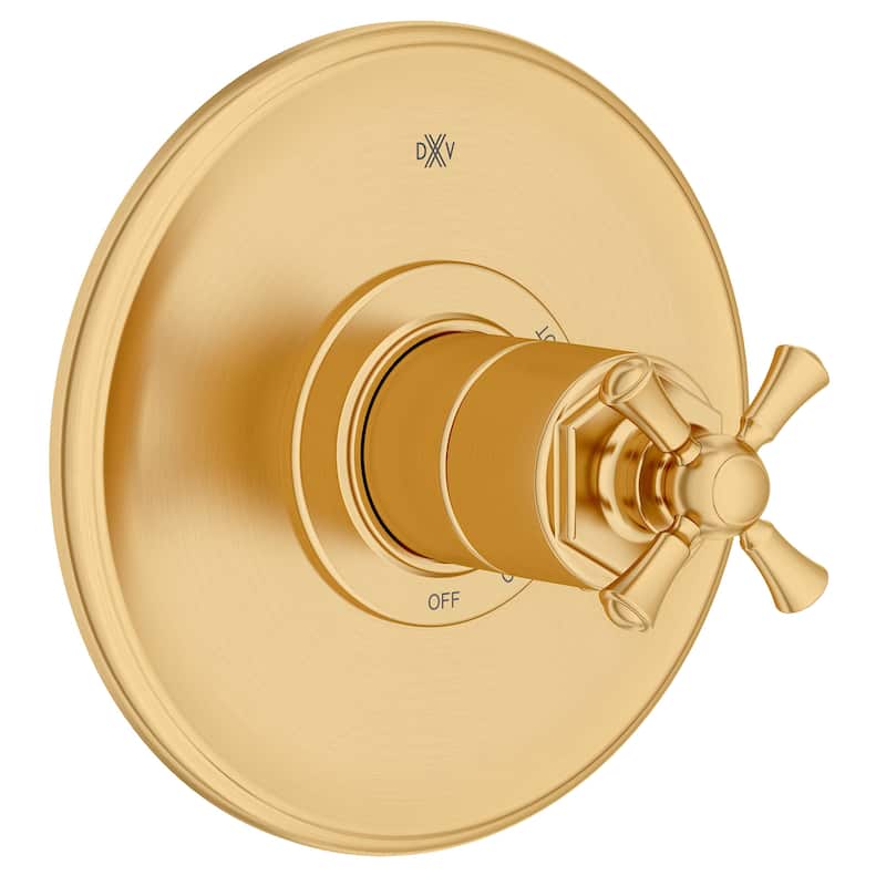 DXV Oak Hill Pressure Balance Shower Valve with Cross Handles - Satin Brass